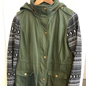 Pixley Utility Jacket with Knit Patterned Sleeves